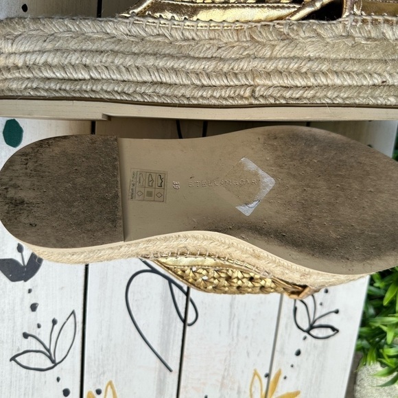 Stella McCartney Gold Wicker Flatform espadrilles Slides in gold size 9 - Picture 10 of 11
